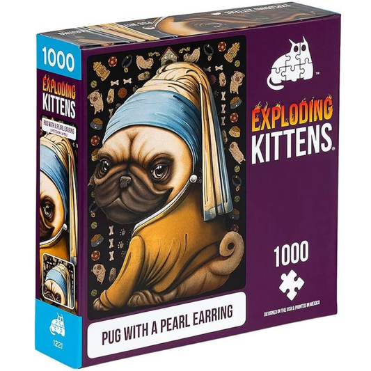 Jigsaw Puzzle: Exploding Kittens - Pug with a Pearl Earring (1000 Pieces)