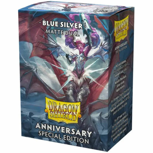 Dragon Shield - Standard - Dual Matte (100) - 25th Special Edition - Blue/Silver